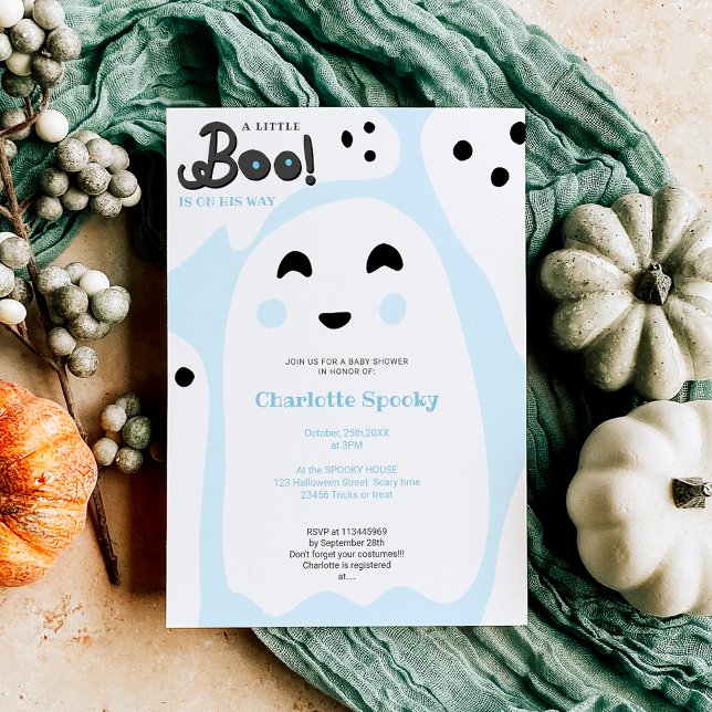 Niedliche blaue Geister Halloween-Babydusche Einladung (Cute blue ghosts Halloween boo baby shower Invitation)