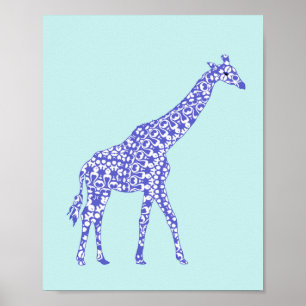 Niedliche blaue Giraffe Kinder Poster