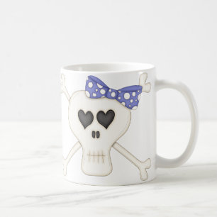 Niedliche blaue Goth gekreuzte Knochen Kaffeetasse
