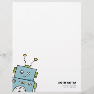 Niedliche blaue Hand gezeichneter Roboter Briefkopf