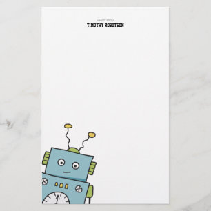 Niedliche blaue Hand gezeichneter Roboter Briefpapier