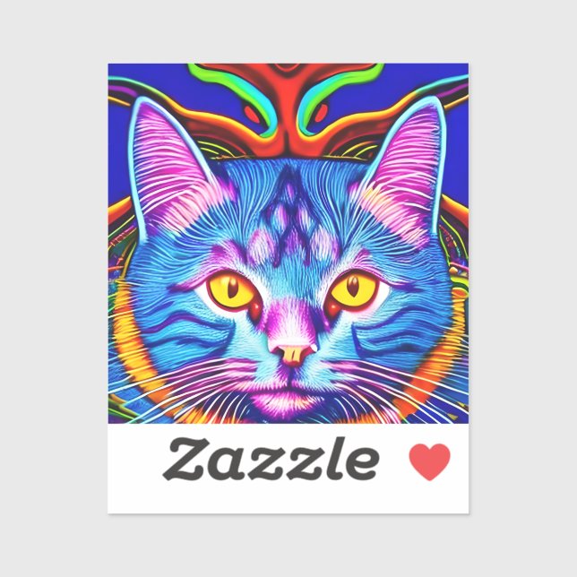 Niedliche blaue Katze mit gelben Augen Ai Art Aufkleber (Blatt)