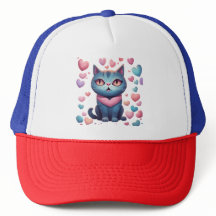 Niedliche blaue Katze mit Herz Hoodie | Kawaii Val