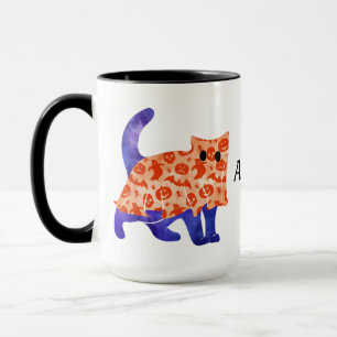 Niedliche blaue Katze zu Halloween Kostüm 2 Tasse