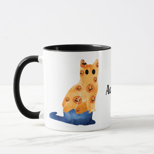 Niedliche blaue Katze zu Halloween Kostüm 3 Tasse (Links)