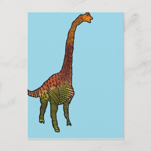 Niedliche blaue Kids brachiosaurus dinosaurier art Postkarte (Vorderseite)