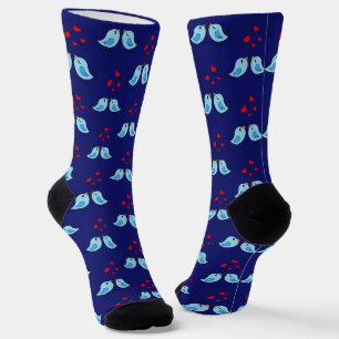 Niedliche Blaue Kleine Vögel auf blau Socken