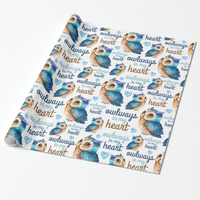 Niedliche, blaue Liebe in meinem Herzen Geschenkpapier (Ungerollt)