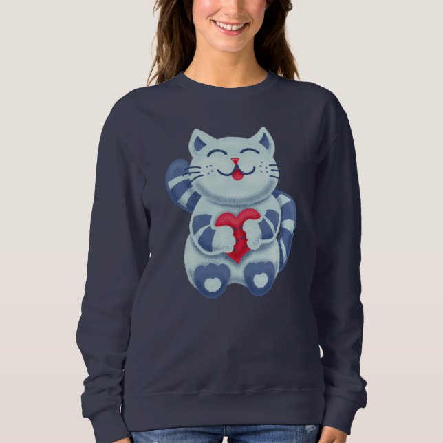 Niedliche blaue Liebe Sweatshirt (Vorderseite)