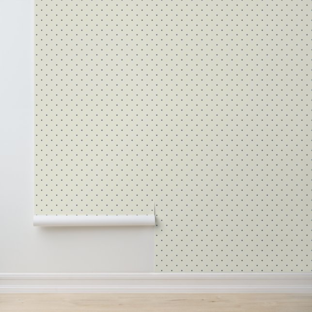 Niedliche blaue Polka Punkte auf Elfenbeinweiß Tapete (Anwendung)