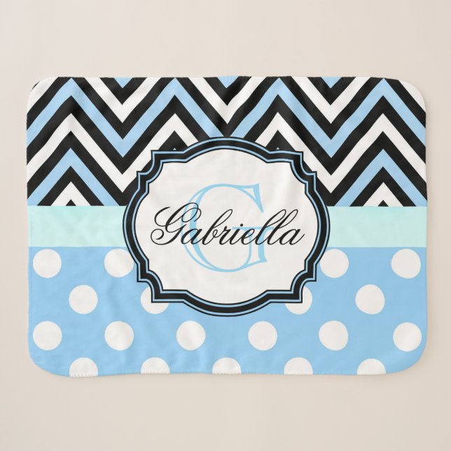 Niedliche blaue Punkte und Streifen Sherpadecke (Vorderseite (Horizontal))