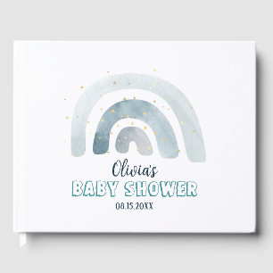NIEDLICHE BLAUE RAINBOW KIDS BABY DUSCHE GÄSTEBUCH