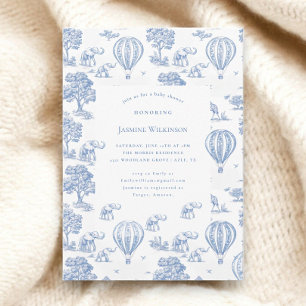 niedliche blaue Safari-Babydusche Einladung