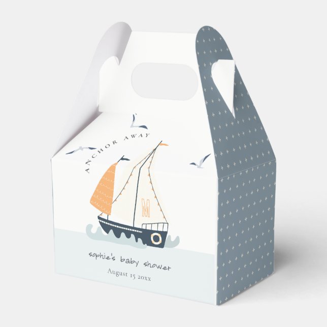 Niedliche blaue Sailboat Pastel Babydusche Geschenkschachtel (Vorderseite)