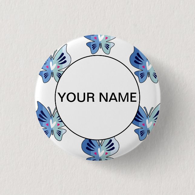 Niedliche blaue Schmetterlinge Button (Vorderseite)