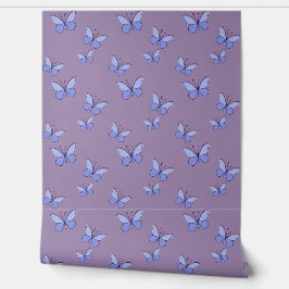 Niedliche blaue Schmetterlinge im Doodle-Stil Tapete