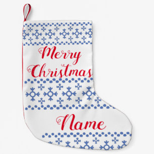 Niedliche Blaue Schneeflocken Muster Thunder_Cove Kleiner Weihnachtsstrumpf