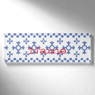 Niedliche Blaue Schneeflocken Muster Thunder_Cove Namenschild