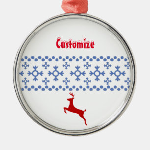 Niedliche Blaue Schneeflocken Rotwild Thunder_Cove Ornament Aus Metall