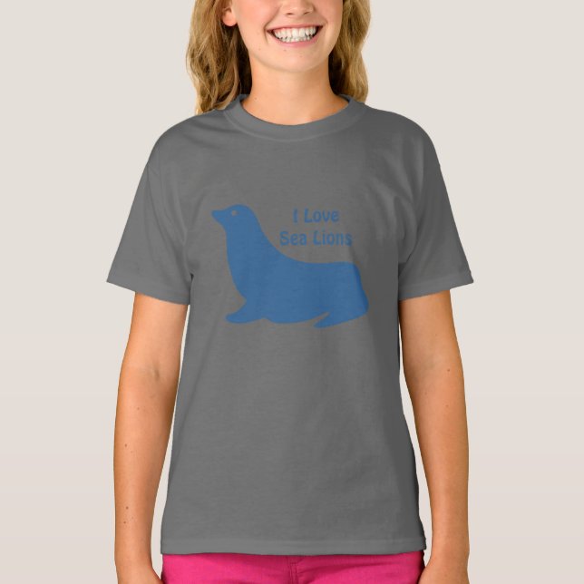 Niedliche blaue Seelöwe-Liebe T-Shirt (Vorderseite)