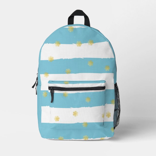 Niedliche blaue Streifen und Punkte mit Name Bedruckter Rucksack (Vorderseite)