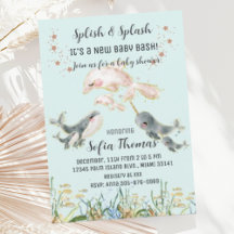 Niedliche Blaue Tiere unter der Sea Baby-Dusche