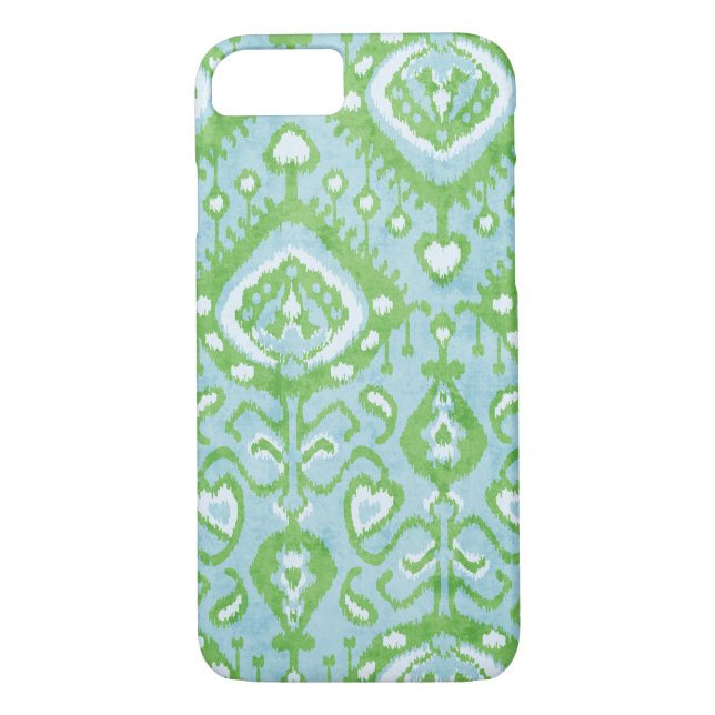 Niedliche blaue und grüne Katzenmuster Case-Mate iPhone Hülle (Rückseite)