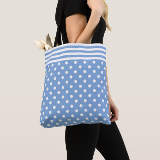 Niedliche, blaue und weiße, moderne Streifen und P Tasche