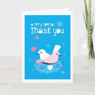 niedliche blaue Vögel Liebe ganz besonders danke! Dankeskarte