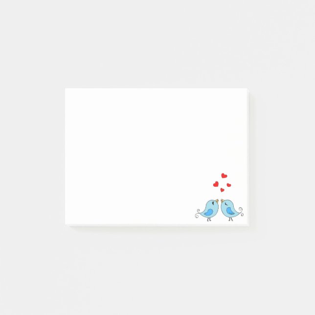 Niedliche blaue Vögel tun Nachnotizen Post-it Klebezettel (Vorderseite)