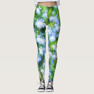 Niedliche Blauer Blumen Blumenbeete Wasserfarben L Leggings