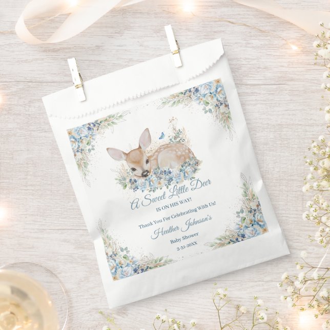 Niedliche Blauer und Beige Blütendusche Geschenktütchen (Ausgeschnitten)