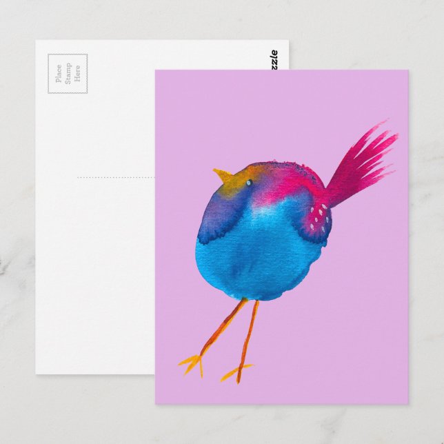 Niedliche Blauvogelwasserfarbe Postkarte (Vorne/Hinten)