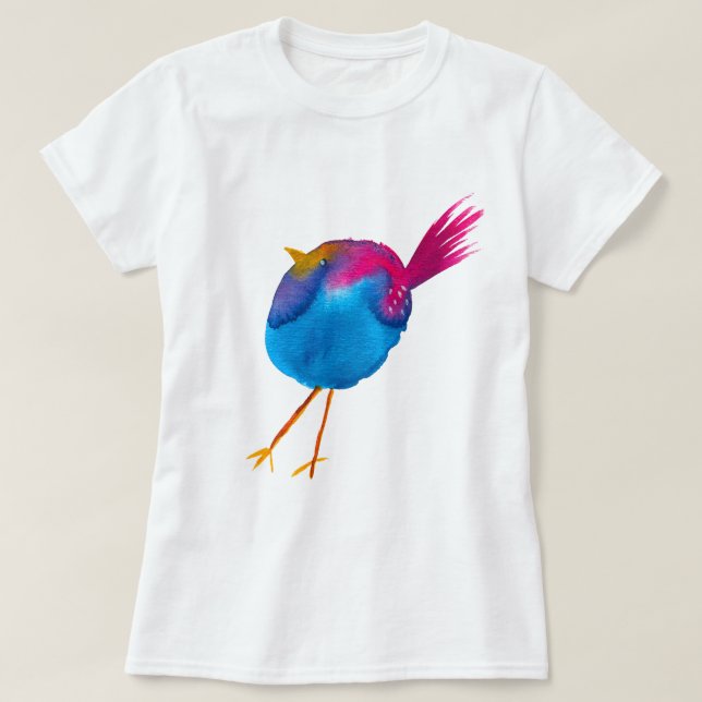 Niedliche Blauvogelwasserfarbe T-Shirt (Design vorne)