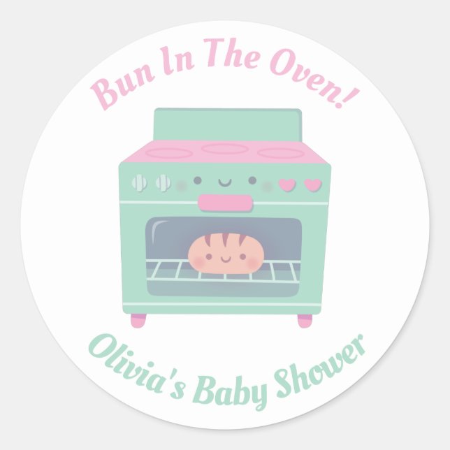 Niedliche Blende in der Oven-Baby-Dusche Runder Aufkleber (Vorderseite)