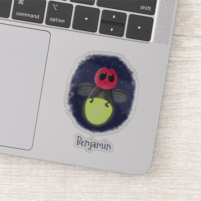 Niedliche Blitzfehler-Firefrefly-Cartoon-Abbildung Aufkleber (Detail)