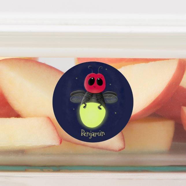 Niedliche Blitzfehler-Firefrefly-Cartoon-Abbildung Etiketten (Befestigt)