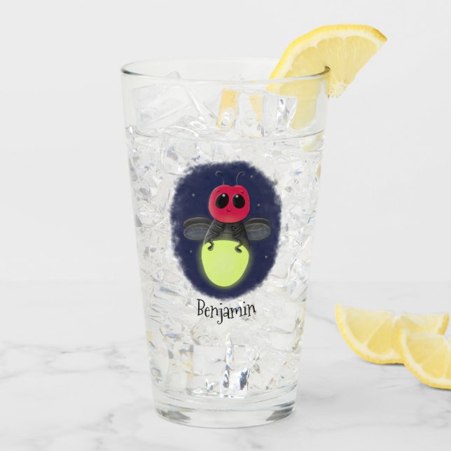 Niedliche Blitzfehler-Firefrefly-Cartoon-Abbildung Glas (Rückseite Ice)