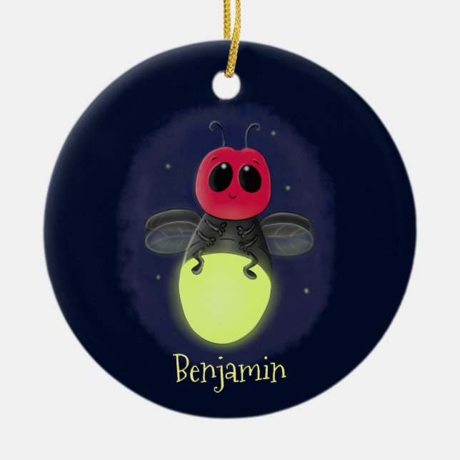 Niedliche Blitzfehler-Firefrefly-Cartoon-Abbildung Keramik Ornament (Vorne)