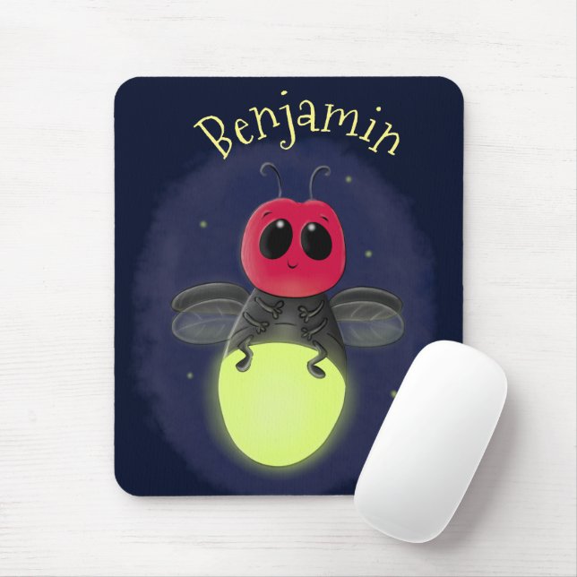 Niedliche Blitzfehler-Firefrefly-Cartoon-Abbildung Mousepad (Mit Mouse)