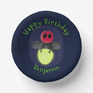 Niedliche Blitzfehler-Firefrefly-Cartoon-Abbildung Pappteller