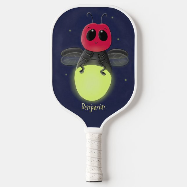 Niedliche Blitzfehler-Firefrefly-Cartoon-Abbildung Pickleball Schläger (Vorderseite)