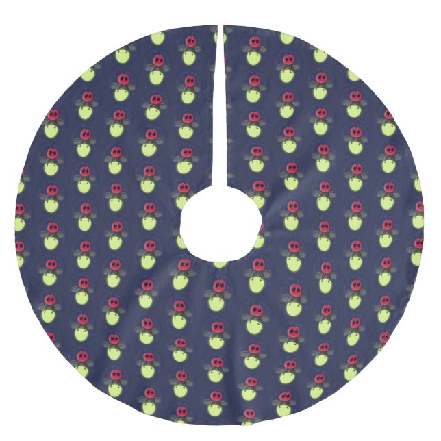 Niedliche Blitzfehler-Firefrefly-Cartoon-Abbildung Polyester Weihnachtsbaumdecke (Vorderseite)