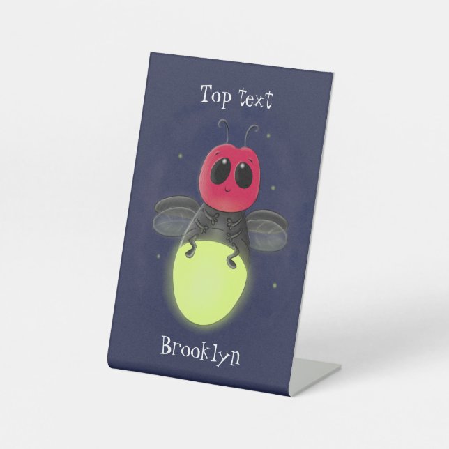 Niedliche Blitzfehler-Firefrefly-Cartoon-Abbildung Sockelschild (Vorderseite)