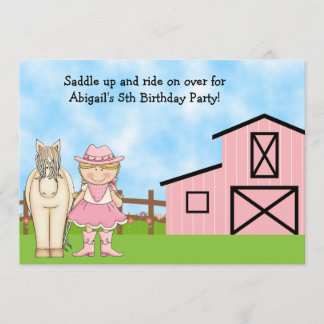 Niedliche Blond Cowgirl und Pferd Einladung zum Ge