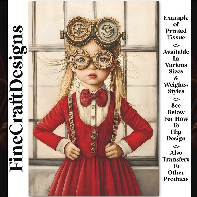 Niedliche Blonde Steampunk Girl in Red Y2 Decoupag Seidenpapier (Von Creator hochgeladen)