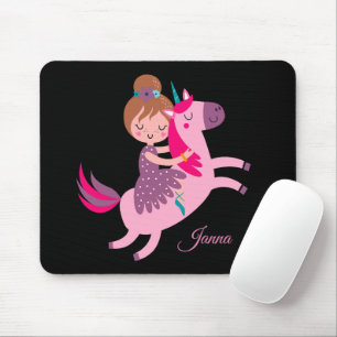 Niedliche Blondie-Hair-Girl-Reiten auf einem Einho Mousepad