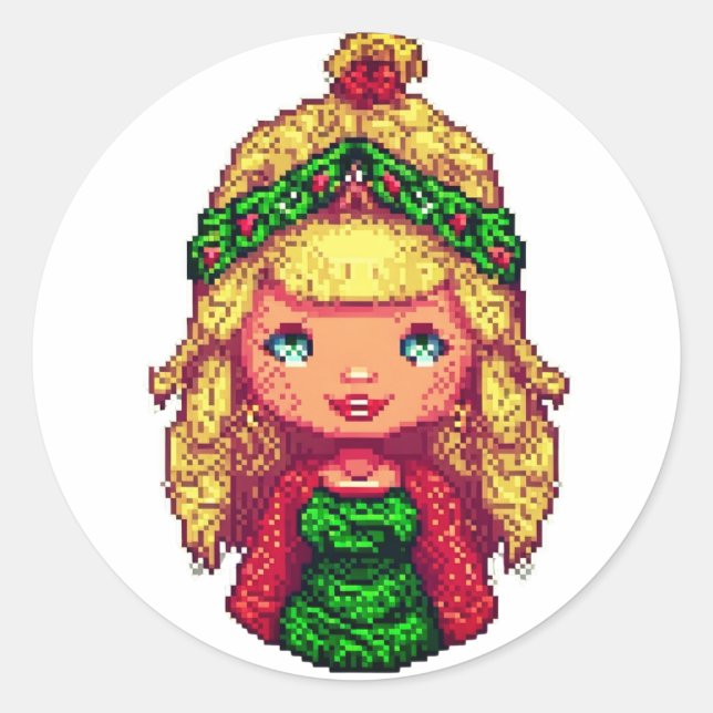 Niedliche Blondine Runder Aufkleber (Vorderseite)