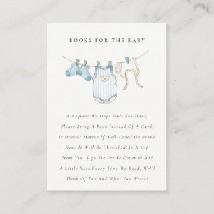Niedliche Blue Clothesline Books für Babydusche Begleitkarte