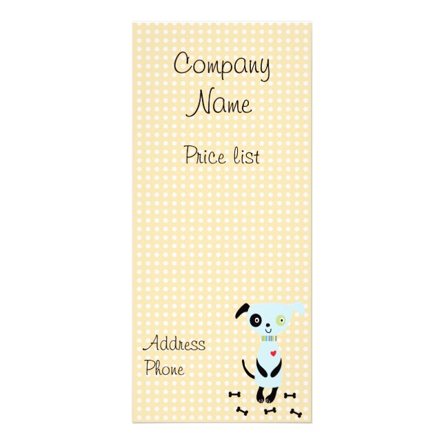 Niedliche Blue Dog Price Cards Werbekarte (Vorne)